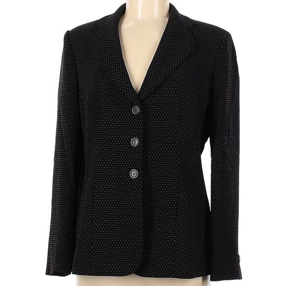 Talbots Women's Black w/White Polka Dots 3 Button Front Blazer-Size 6 - Picture 1 of 2